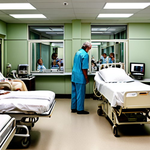 Home 4 **
A split scene: One side shows a crowded, older government hospital with many patients; the other side shows a modern, well-equipped private hospital with fewer patients and advanced technology. This illustrates the contrast between public and private healthcare options, emphasizing career choices.
**