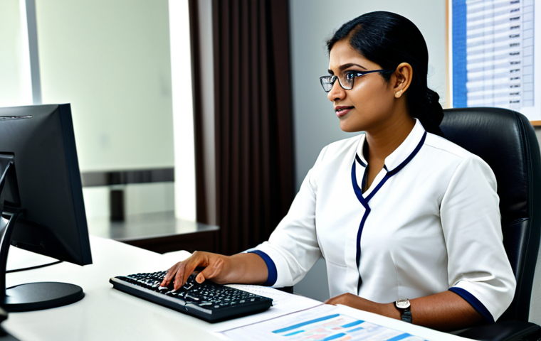 Healthcare Administrator**

A professional Healthcare Administrator in a modern, well-lit office setting. She is wearing a modest, formal saree (শালীন শাড়ি) and is reviewing financial reports on a computer. The office has a clean and organized appearance with medical charts and professional documents visible in the background. Focus on conveying competence and leadership. Safe for work, appropriate content, fully clothed, professional, perfect anatomy, natural proportions, high quality.

**