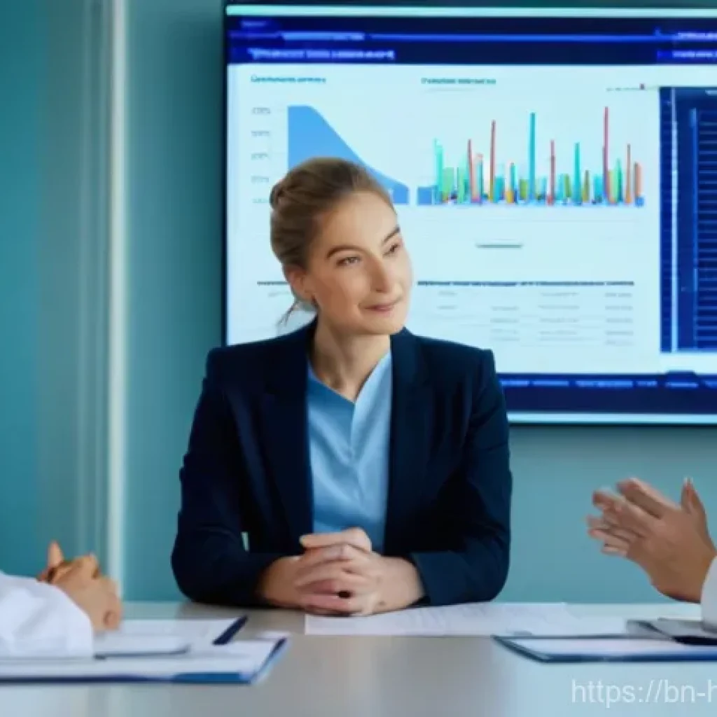 보건의료행정사와 의료데이터 분석 - **Prompt:** A diverse group of healthcare professionals, including doctors, nurses, and hospital adm...