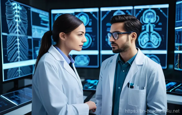 보건의료행정사와 의료데이터 분석 - **Prompt:** A diverse group of healthcare professionals, including doctors, nurses, and hospital adm...