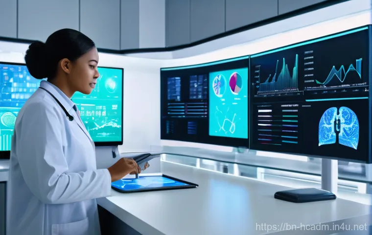 보건의료행정사와 진로 탐색 방법 - Image Prompt 1: The Digital Heart of Healthcare**