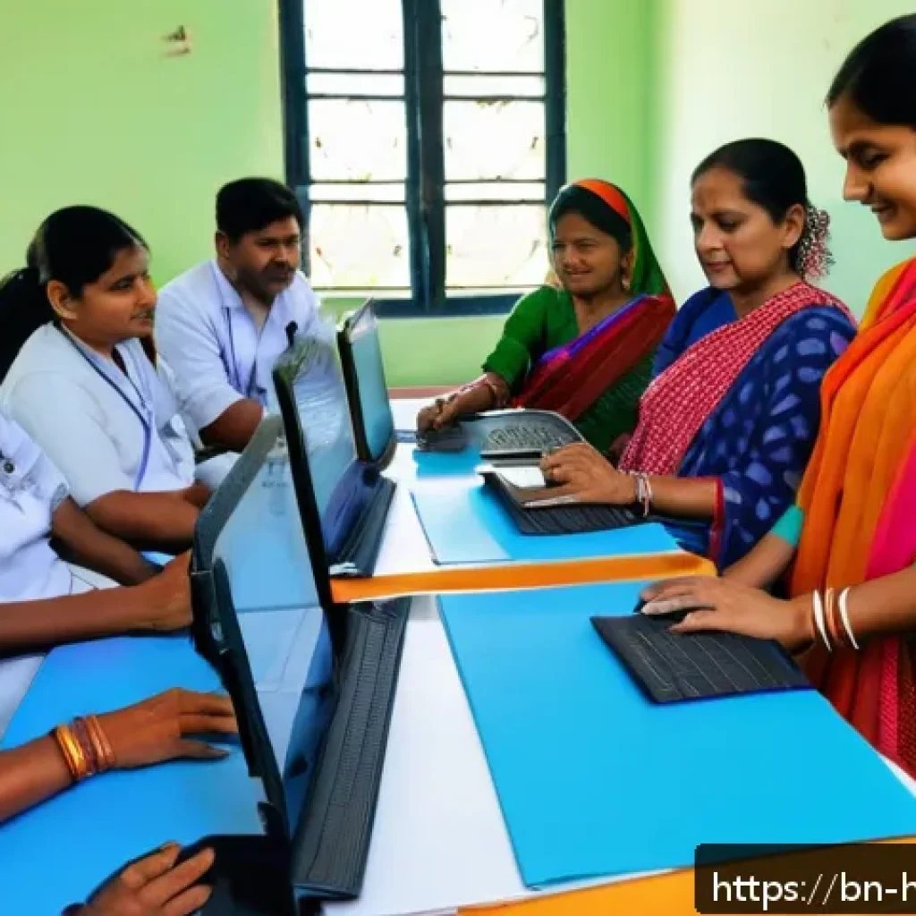 보건의료행정사 연봉 통계와 전망 - A modern health administration office in rural Bangladesh, featuring diverse Bengali healthcare prof...