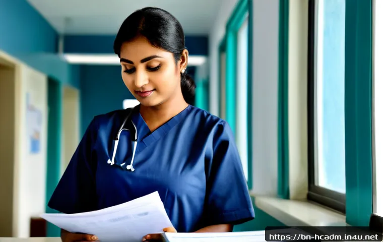 보건의료행정사 취업 가능 분야 정리 - Photorealistic modern hospital administration office in Bangladesh, a confident Bengali healthcare a...